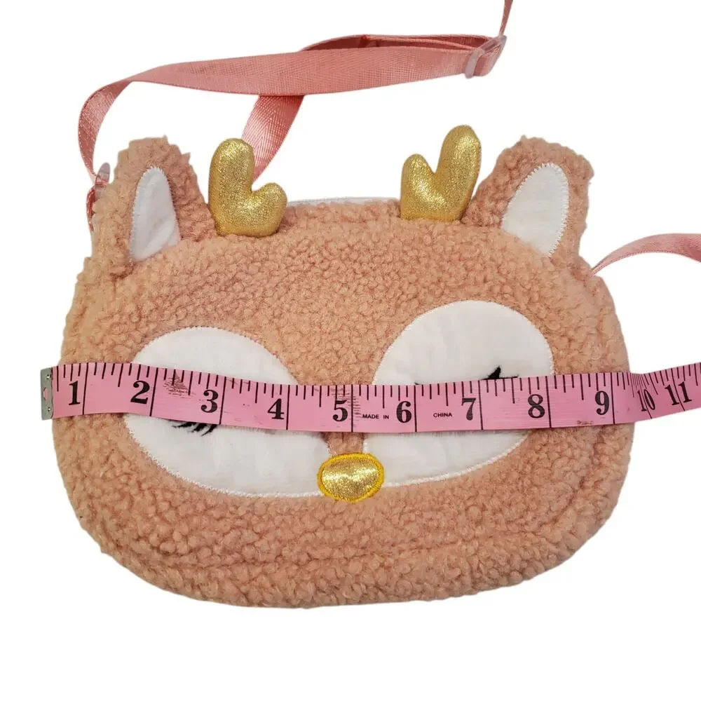 Girls Reindeer Purse Pink Gold Christmas Purse